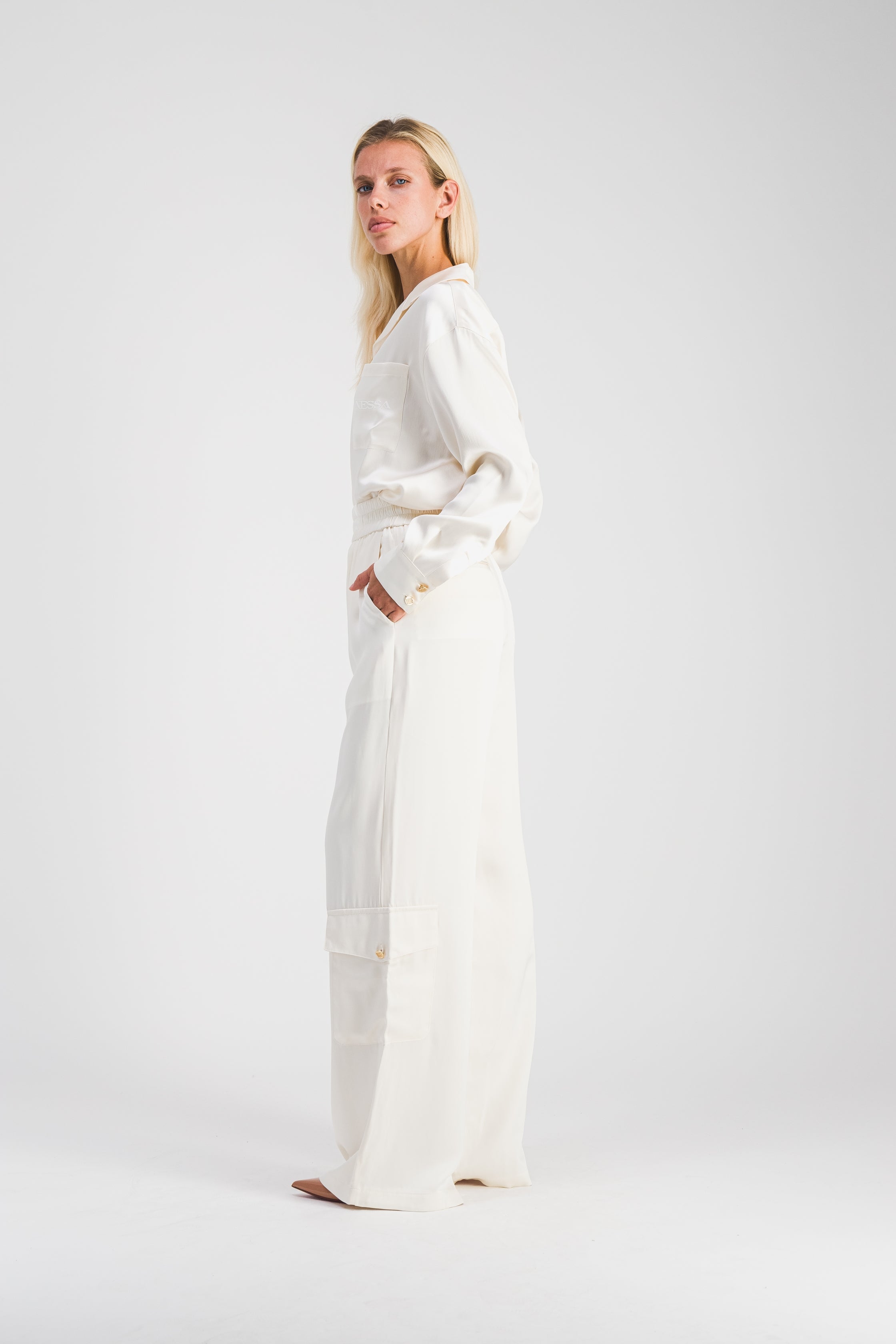 Pantalon Cargo Blanc Ivoire