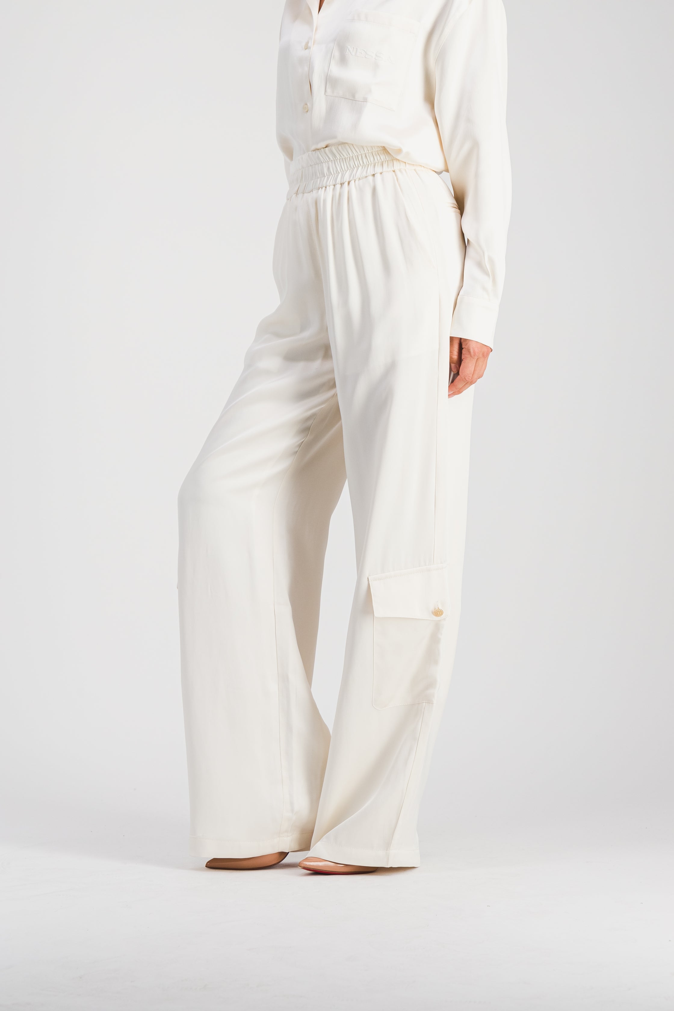 Pantalon Cargo Blanc Ivoire