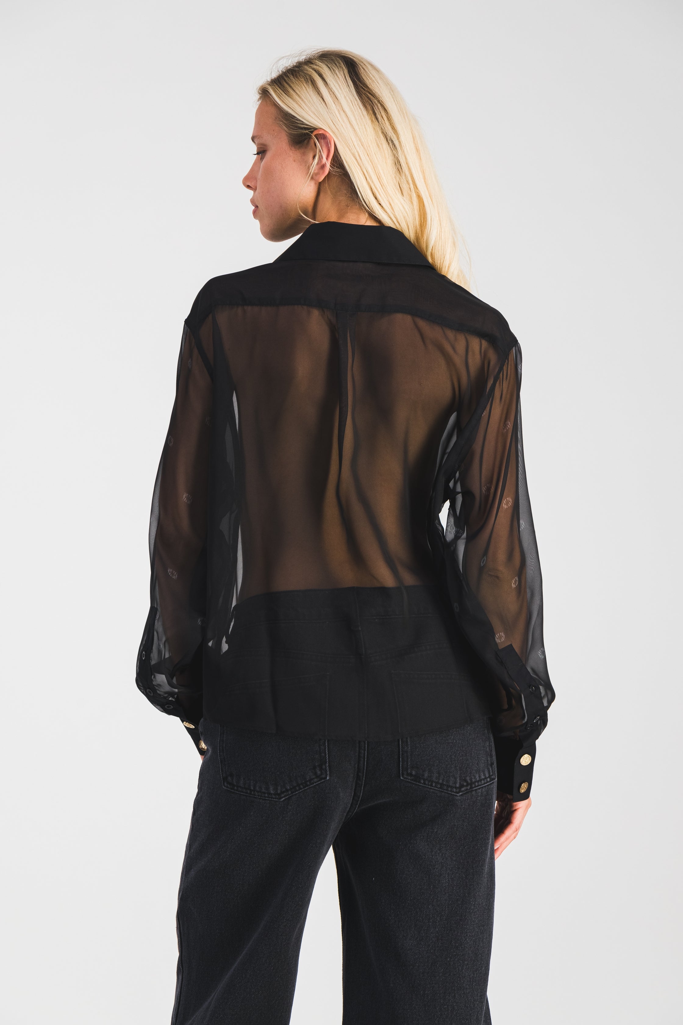 Chemise Transparente Noir Caviar