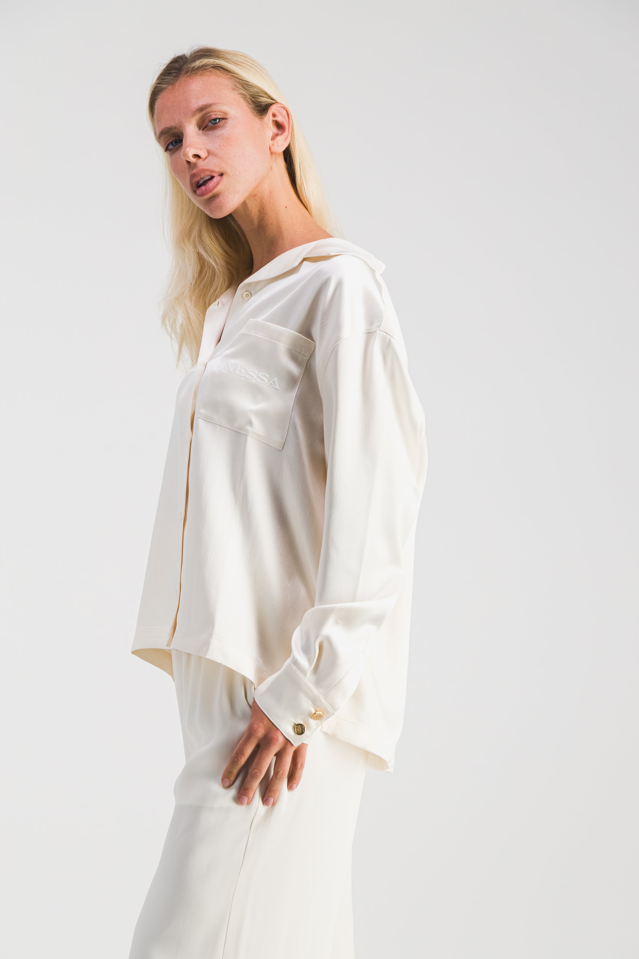 Chemise Pyjama Blanc Ivoire