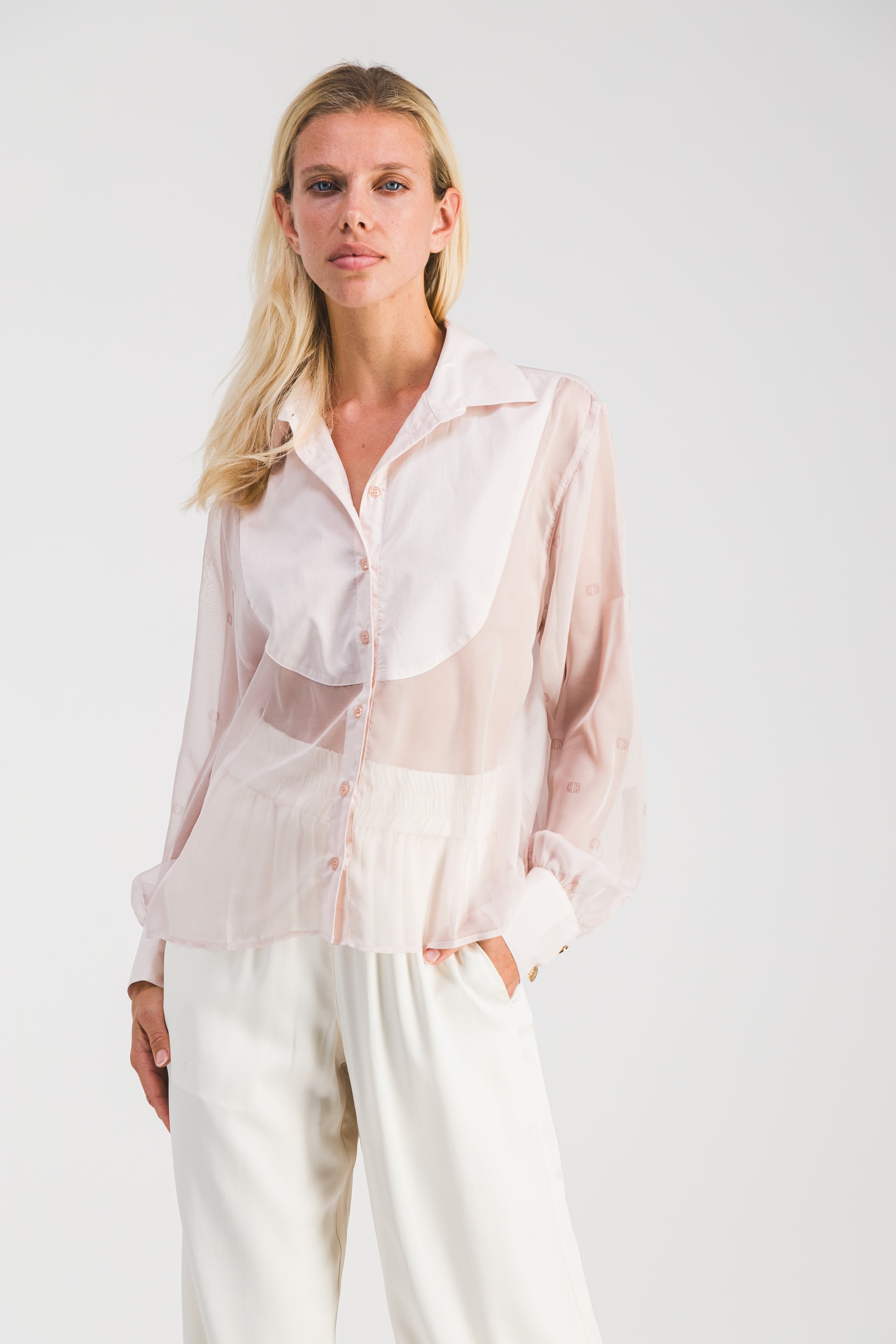 Chemise Transparente Rose Perle