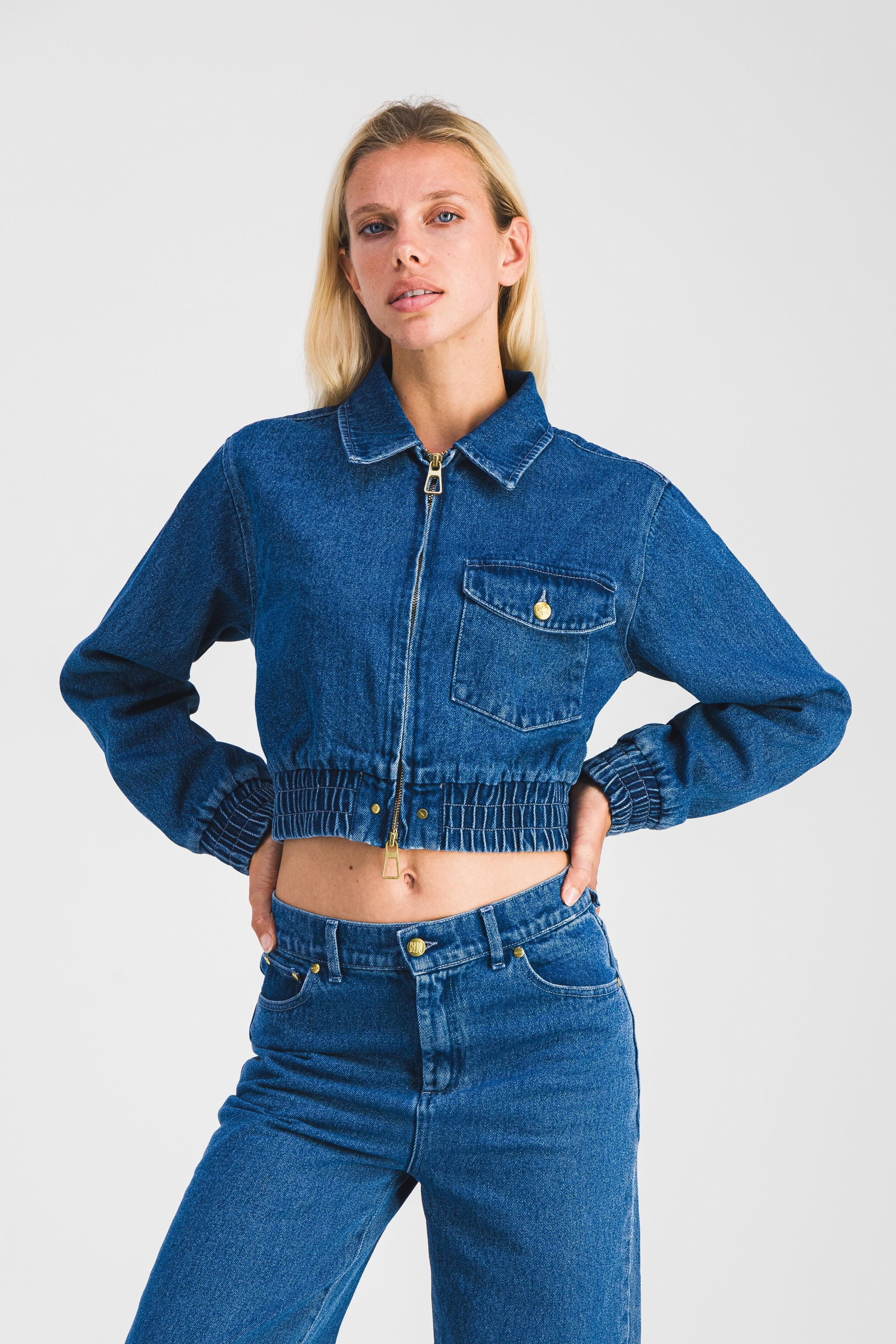 Bomber Denim Bleu Méditerranée